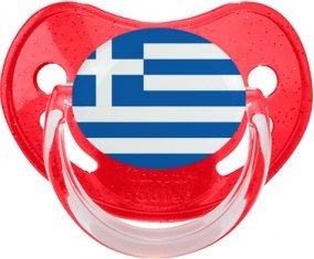Drapeau Grèce Sucette Physiologique Rouge à paillette