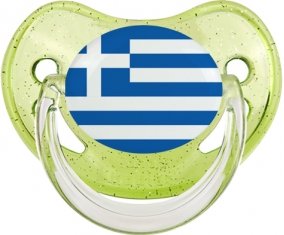 Drapeau Grèce Sucette Physiologique Vert à paillette