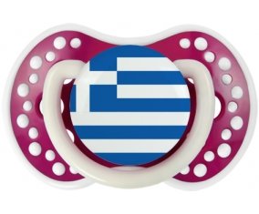 Drapeau Grèce Sucette LOVI Dynamic Fuchsia phosphorescente