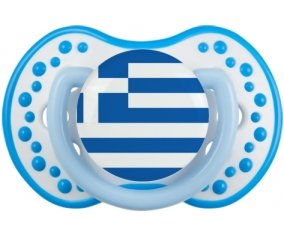 Drapeau Grèce Sucette LOVI Dynamic Blanc-bleu phosphorescente