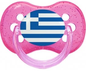 Drapeau Grèce Tétine Cerise Rose à paillette