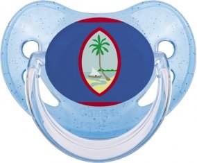 Drapeau Guam Sucette Physiologique Bleue à paillette