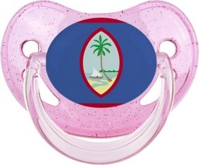 Drapeau Guam Sucette Physiologique Rose à paillette
