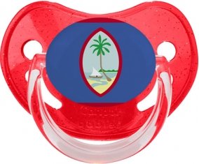 Drapeau Guam Sucette Physiologique Rouge à paillette