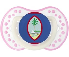 Drapeau Guam Sucette LOVI Dynamic Blanc-rose phosphorescente