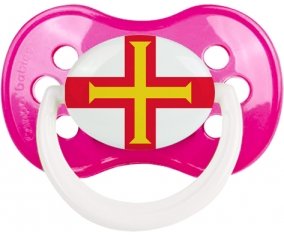 Drapeau Guernesey Sucette Anatomique Rose foncé classique