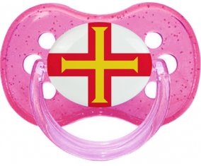Drapeau Guernesey Sucette Cerise Rose à paillette