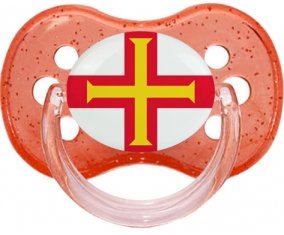 Drapeau Guernesey Sucette Cerise Rouge à paillette