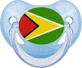 Drapeau Guyane Tétine Physiologique Bleue à paillette