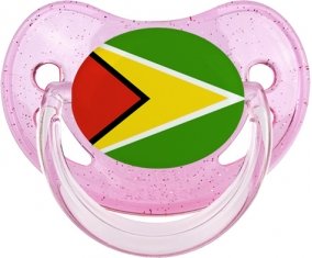 Drapeau Guyane Tétine Physiologique Rose à paillette