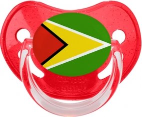 Drapeau Guyane Tétine Physiologique Rouge à paillette