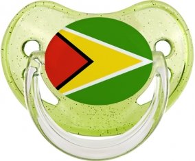 Drapeau Guyane Tétine Physiologique Vert à paillette