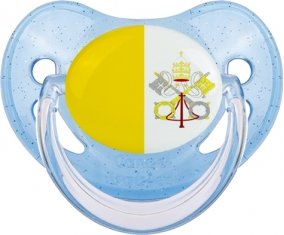 Drapeau Saint-Siège Sucette Physiologique Bleue à paillette