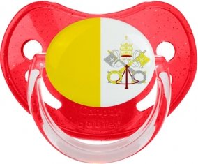 Drapeau Saint-Siège Sucette Physiologique Rouge à paillette