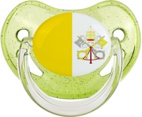 Drapeau Saint-Siège Sucette Physiologique Vert à paillette