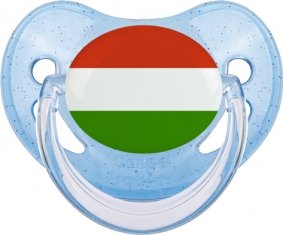 Drapeau Hongrie Sucette Physiologique Bleue à paillette
