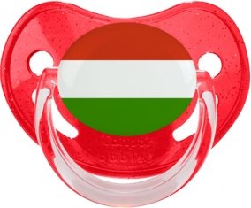 Drapeau Hongrie Sucette Physiologique Rouge à paillette