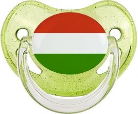 Drapeau Hongrie Sucette Physiologique Vert à paillette