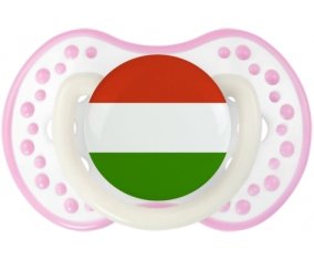 Drapeau Hongrie Sucette LOVI Dynamic Blanc-rose phosphorescente