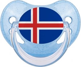 Drapeau Islande Sucette Physiologique Bleue à paillette