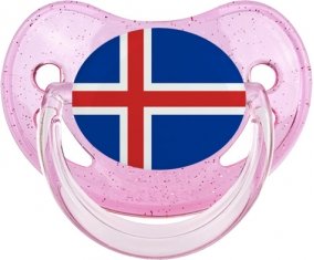 Drapeau Islande Sucette Physiologique Rose à paillette