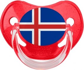 Drapeau Islande Sucette Physiologique Rouge à paillette