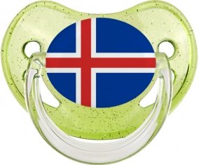 Drapeau Islande Sucette Physiologique Vert à paillette