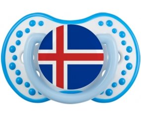 Drapeau Islande Sucette LOVI Dynamic Blanc-bleu phosphorescente