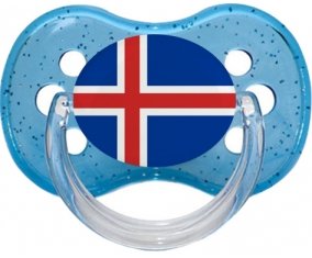 Drapeau Islande Tétine Cerise Bleu à paillette