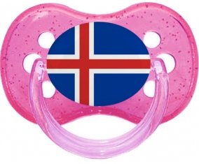 Drapeau Islande Tétine Cerise Rose à paillette