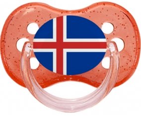 Drapeau Islande Tétine Cerise Rouge à paillette