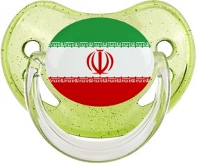 Drapeau L'Iran Sucette Physiologique Vert à paillette