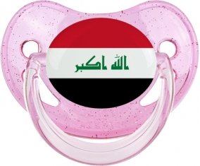 Drapeau Irak Sucette Physiologique Rose à paillette