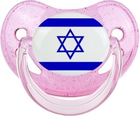 Drapeau Israël Sucette Physiologique Rose à paillette