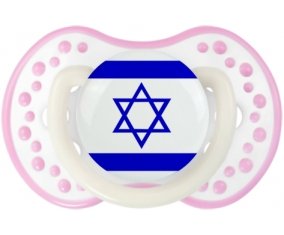 Drapeau Israël Sucette LOVI Dynamic Blanc-rose phosphorescente