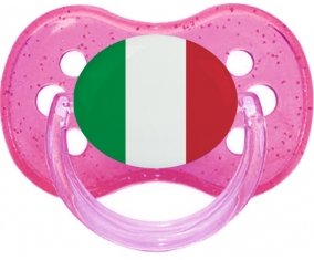 Drapeau Italie Tétine Cerise Rose à paillette