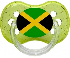 Drapeau Jamaïque Sucette Cerise Vert à paillette