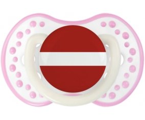 Drapeau Lettonie Sucette LOVI Dynamic Blanc-rose phosphorescente