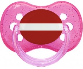 Drapeau Lettonie Tétine Cerise Rose à paillette
