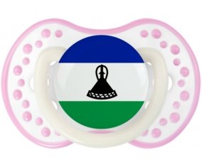 Drapeau Lesotho Tétine LOVI Dynamic Blanc-rose phosphorescente