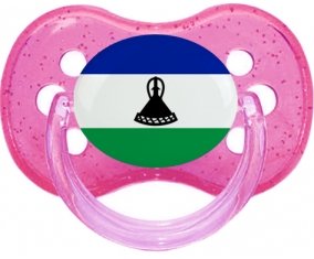 Drapeau Lesotho Sucette Cerise Rose à paillette