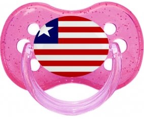 Drapeau Libéria Sucette Cerise Rose à paillette