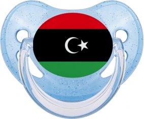 Drapeau Libye Sucette Physiologique Bleue à paillette