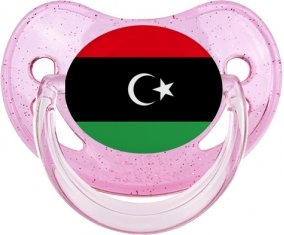 Drapeau Libye Sucette Physiologique Rose à paillette