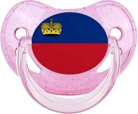 Drapeau Liechtenstein Tétine Physiologique Rose à paillette