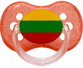 Drapeau Lituanie Sucette Cerise Rouge à paillette