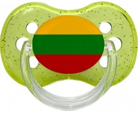 Drapeau Lituanie Sucette Cerise Vert à paillette