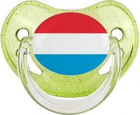 Drapeau Luxembourg Sucette Physiologique Vert à paillette