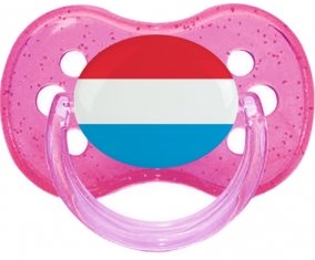 Drapeau Luxembourg Sucette Cerise Rose à paillette