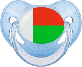 Drapeau Madagascar Sucette Physiologique Bleue à paillette